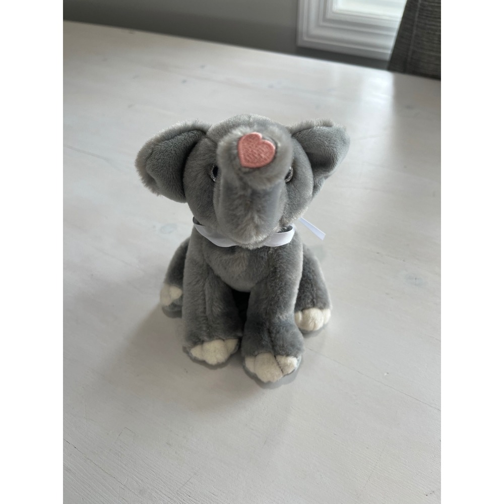 Frankford Elephant Plush Stuffed Animal Gray‎ Pink Heart Nose 6 Inches